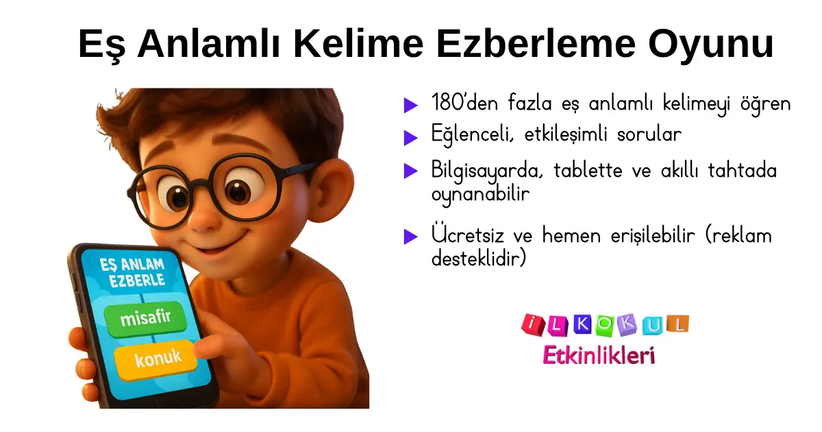 Eş anlamlı kelime ezberleme oyunu