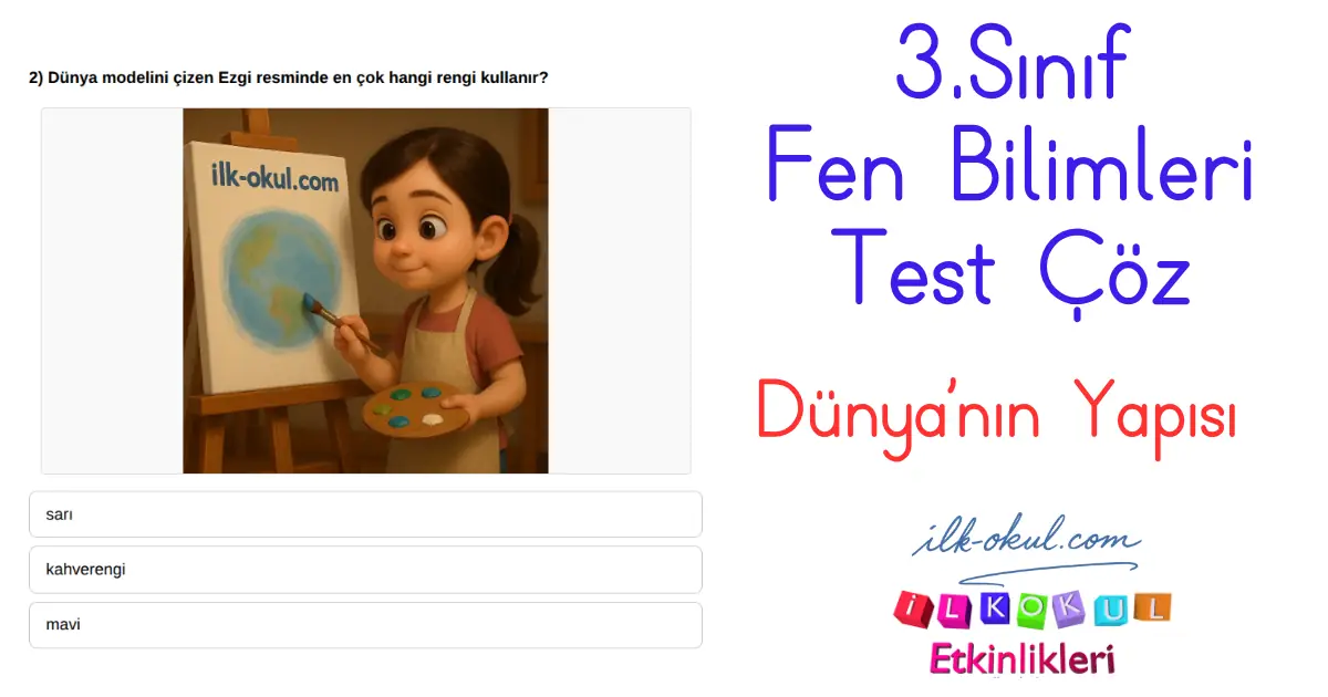 Dünyanın Yapısı Testi 3. Sınıf Fen Bilimleri