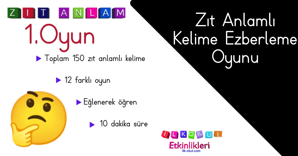 Zıt anlamlı kelime ezberleme oyunu