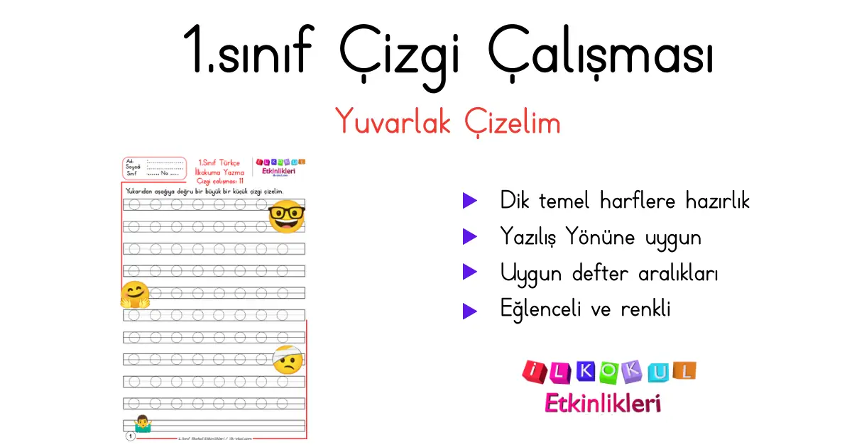 1. Sınıf Çizgi Çalışması 11 – İlkokul Etkinlikleri