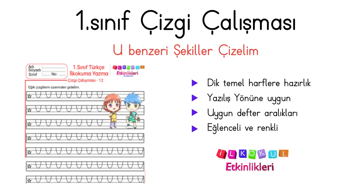 1. Sınıf Çizgi Çalışması 12 – İlkokul Etkinlikleri