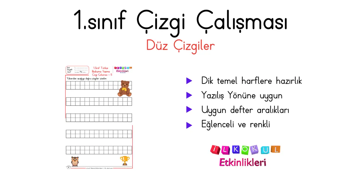 1. Sınıf Çizgi Çalışması 5 – İlkokul Etkinlikleri