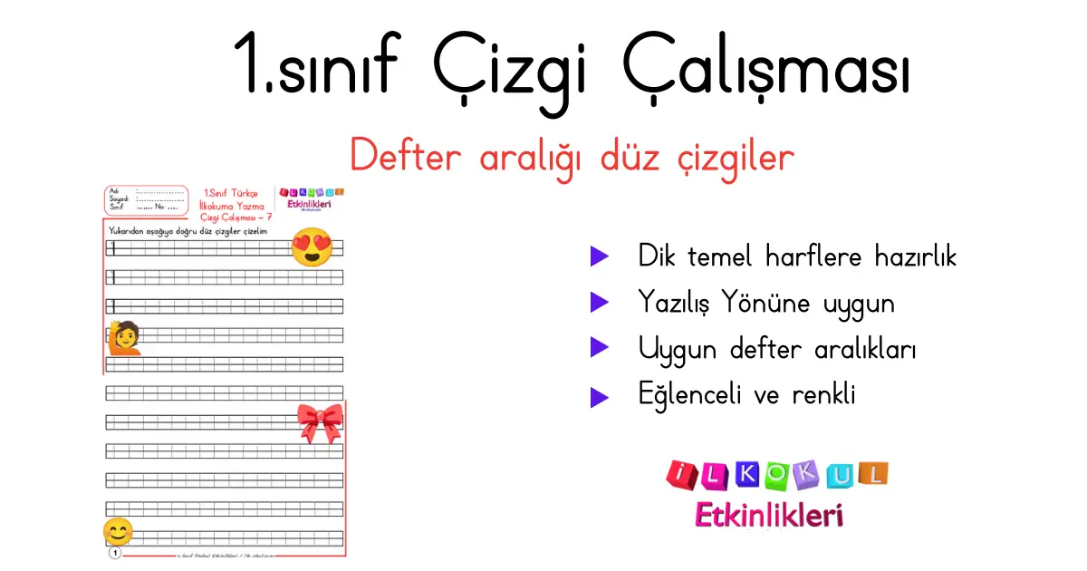 1. Sınıf Çizgi Çalışması 7 – İlkokul Etkinlikleri