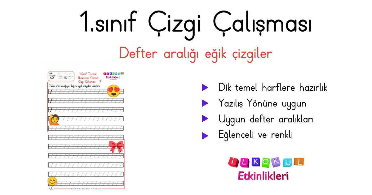 1. Sınıf Çizgi Çalışması 8 – İlkokul Etkinlikleri