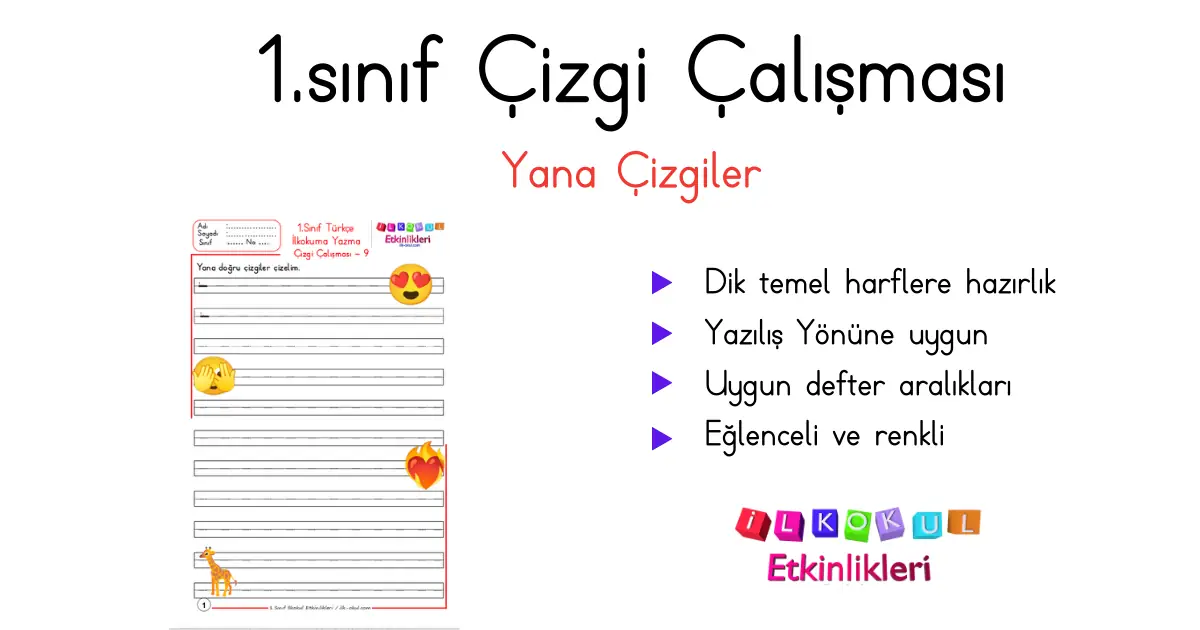 1. Sınıf Çizgi Çalışması 9 – İlkokul Etkinlikleri
